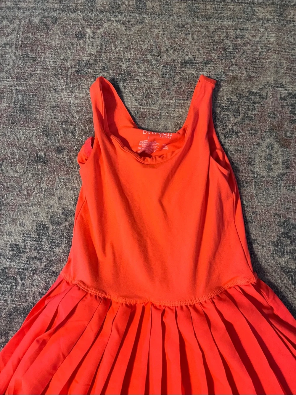 Girls 7 Btween Bright Orange Romper Skater Dress